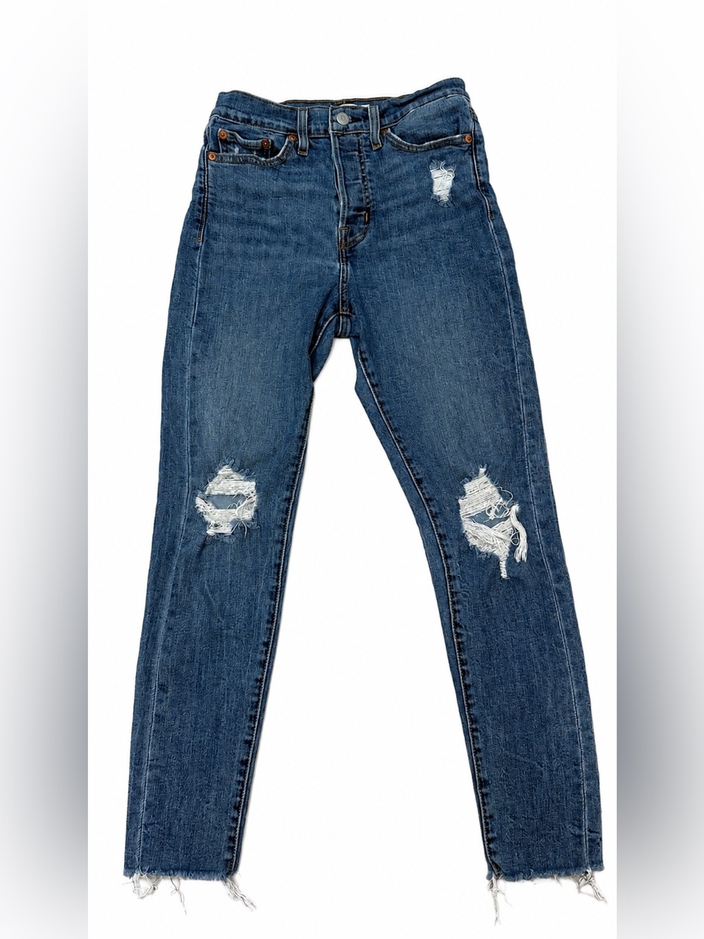 Levi's Women's Blue Distressed Skinny Jeans Wedgie Skinny 27